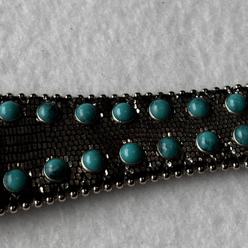 Women’s Angel Ranch Turquoise Studded Western Belt L Rhinestone Buckle Leather - Picture 8 of 16